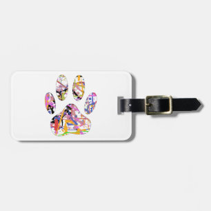 Paint Splatter Dog Paw Print Luggage Tag