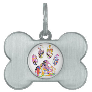 Paint Splatter Dog Paw Print Pet ID Tag