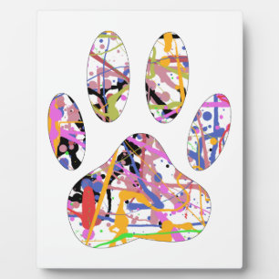 Paint Splatter Dog Paw Print Plaque