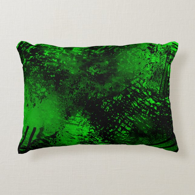 Paint Splatter effect Green & Black  Accent Pillow (Front)
