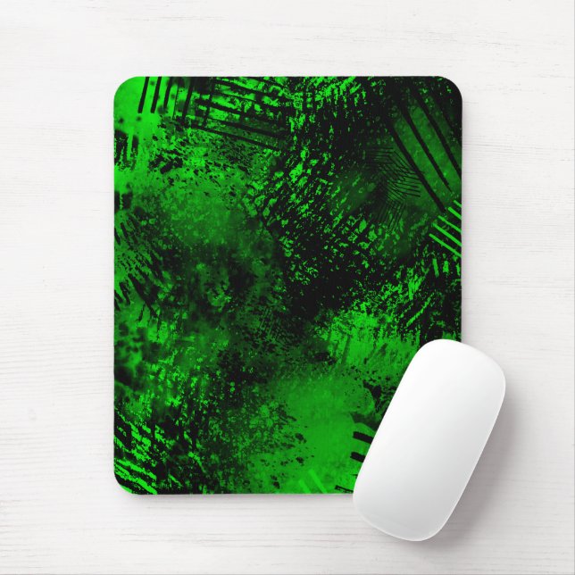 Paint Splatter effect Green & Black   Mouse Pad (With Mouse)