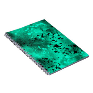 Paint Splatter Effect Green & Black  Notebook