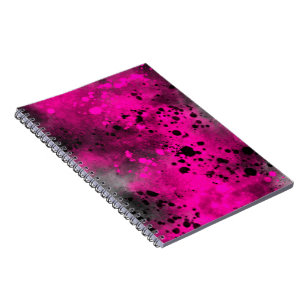 Paint Splatter Effect Pink & Black  Notebook