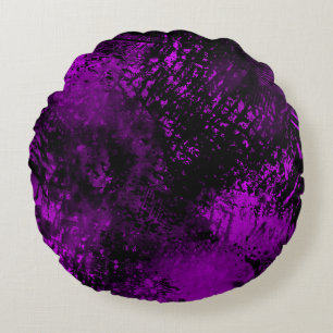 Paint Splatter effect purple & Black Round Pillow