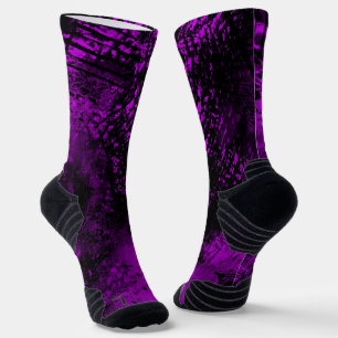 Paint Splatter Effect Purple & Black Socks