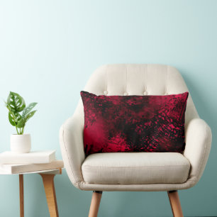 Paint Splatter effect Red & Black Lumbar Pillow