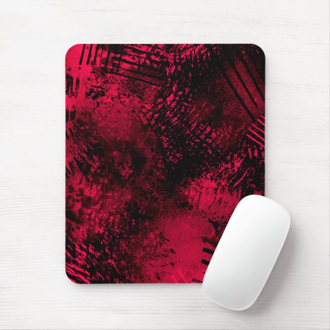 Paint Splatter effect Red & Black   Mouse Pad (With Mouse)