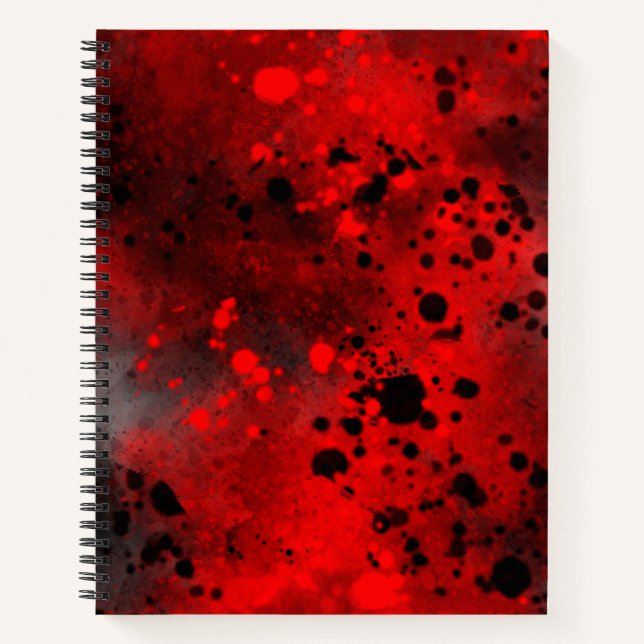 Paint Splatter Effect Red & Black  Notebook (Front)