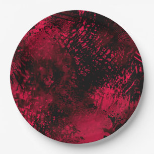 Paint Splatter effect Red & Black Paper Plate