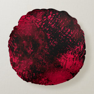 Paint Splatter effect Red & Black Round Pillow