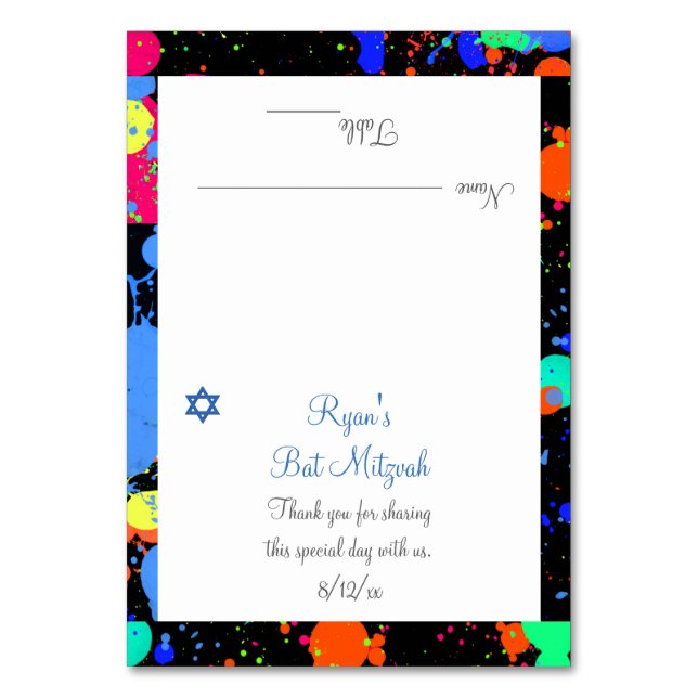 Paint Splatter, Faux Neon, Cartes de Place Personn (Par défaut)