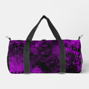 Paint Splatter Hatching Effect Purple & Black Duffle Bag
