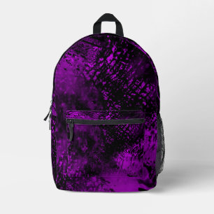Paint Splatter Hatching Effect purple & Black Printed Backpack