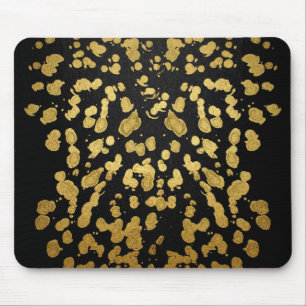 Paint Splatter in Faux Gold and Black Mouse Pad