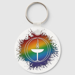 Paint Splatter LGBT Rainbow Unitarian Universalism Keychain