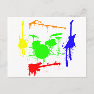 Paint Splatter Musical instruments Band Graffiti Postcard