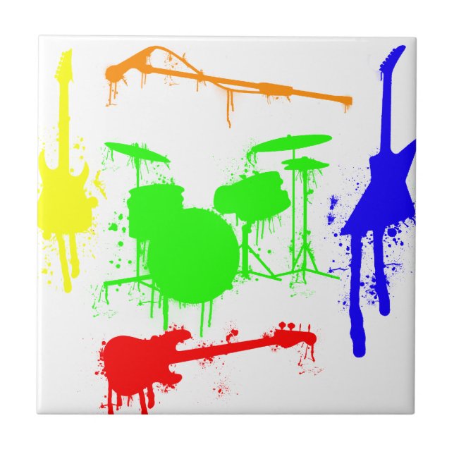 Paint Splatter Musical instruments Band Graffiti Tile (Front)