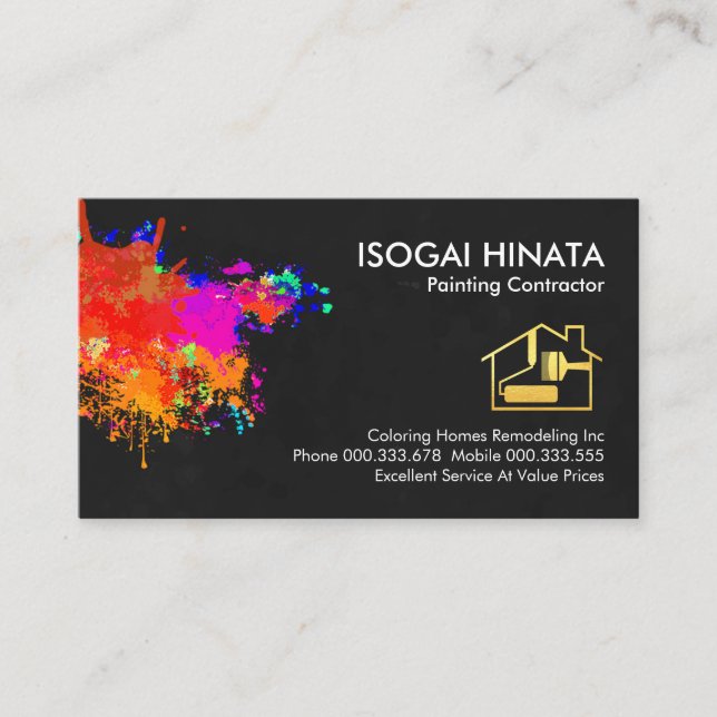 Paint Splatter On Wall Painter Business Card (Front)
