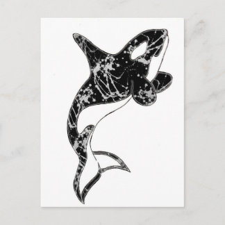 Paint Splatter Orca Art Postcard