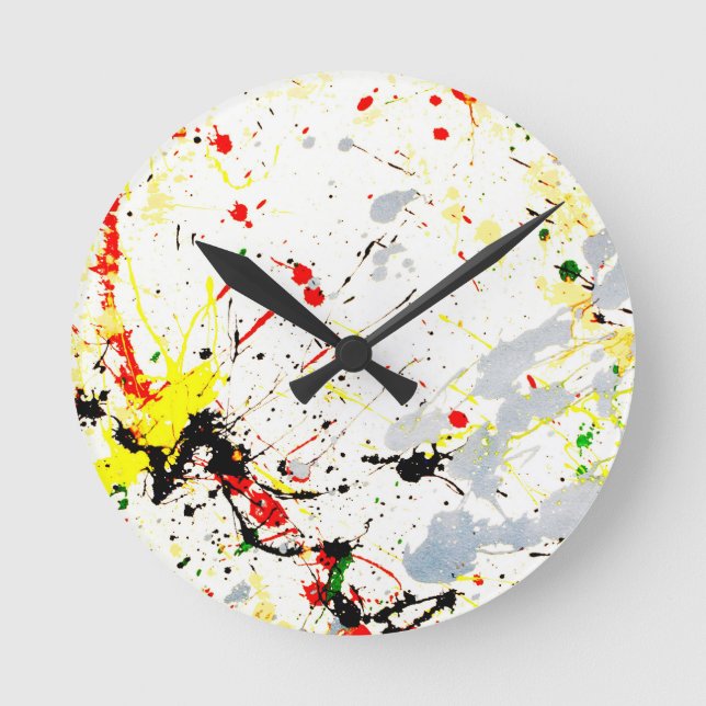 Paint Splatter Round Clock (Front)