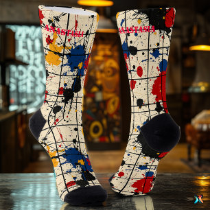 Paint Splatter Socks with Vibrant Abstract Design