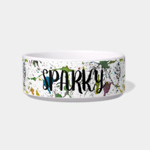 Paint Splatter Splash  Pet Bowl Custom Name