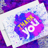 Paint Splatter Thank You - Blue on White