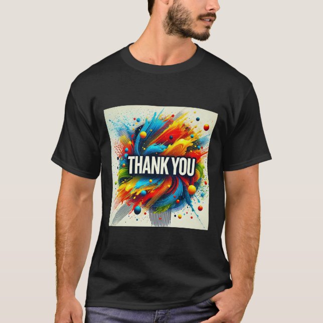 Paint Splatter Thank You Mens Tshirt (Front)