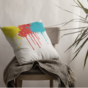 Paint Splatter Throw Pillow