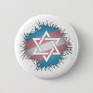 Paint Splatter Transgender Pride Star of David 2 Inch Round Button