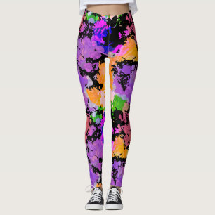Paint Splattered Black Leggings