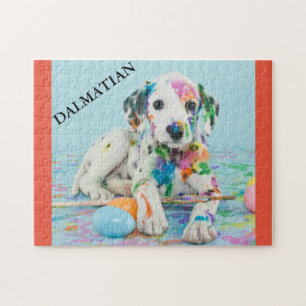 PAINT SPLATTERED DALMATIAN PUPPY PUZZLE. JIGSAW PU JIGSAW PUZZLE