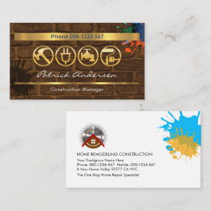 Paint Splattered Dirty Wall Handyman Tools Business Card
