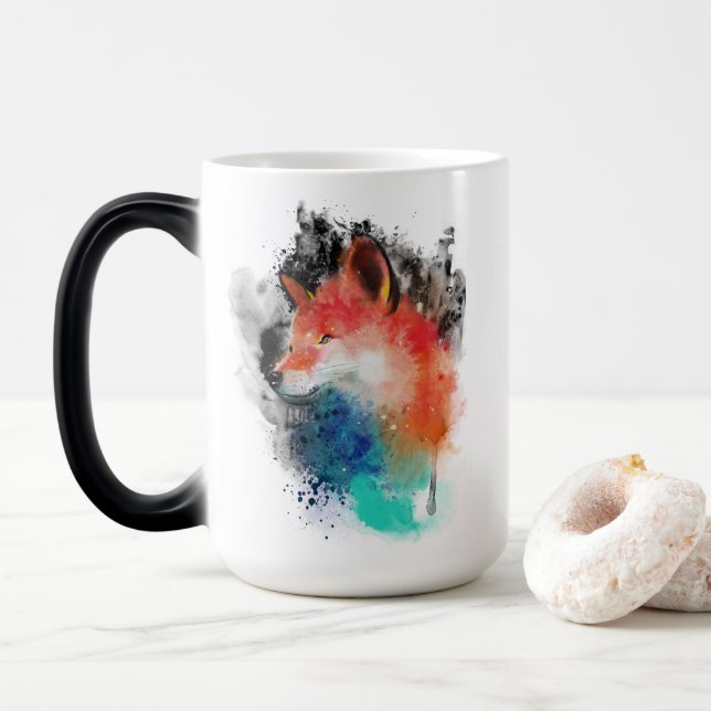 Paint Splattered Fox Magic Mug (With Donut)