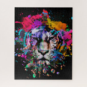 Paint Splattered Tiger Jigsaw Puzzle