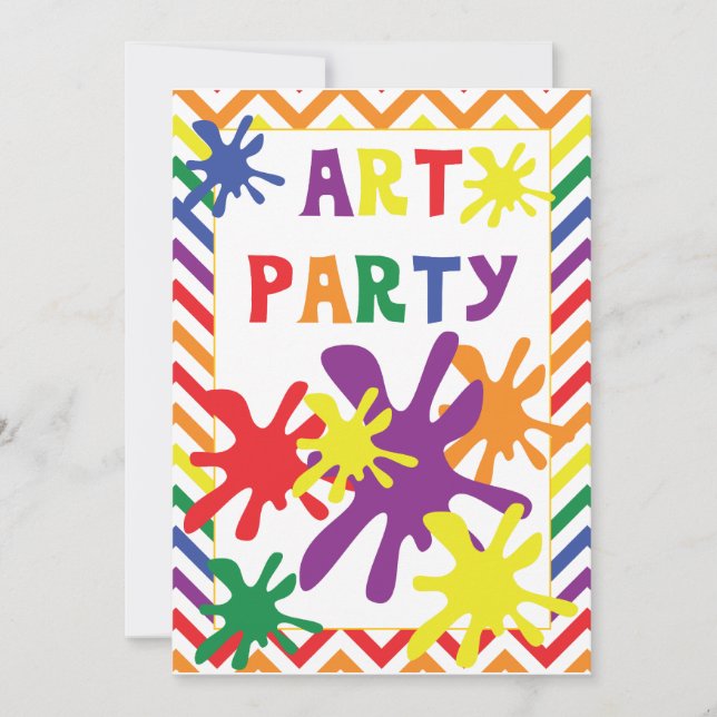 Paint Splatters Art Party 5x7 Birthday Invitation (Front)