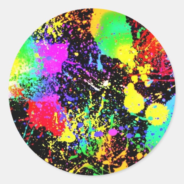 Paint splatters classic round sticker (Front)