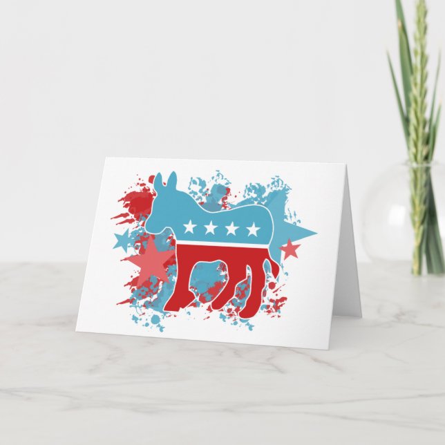 Paint Splatters Democrat Donkey Card (Front)