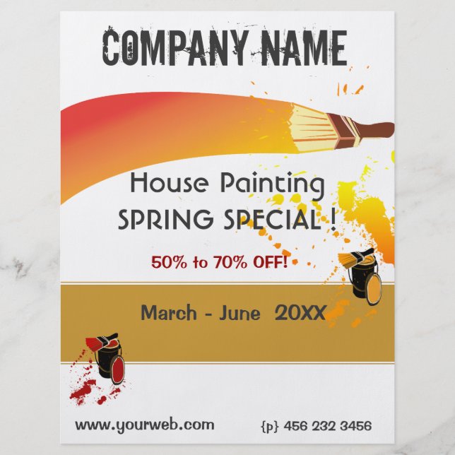 Paint Splatters Painter House Painting Maintenance Flyer (Front)