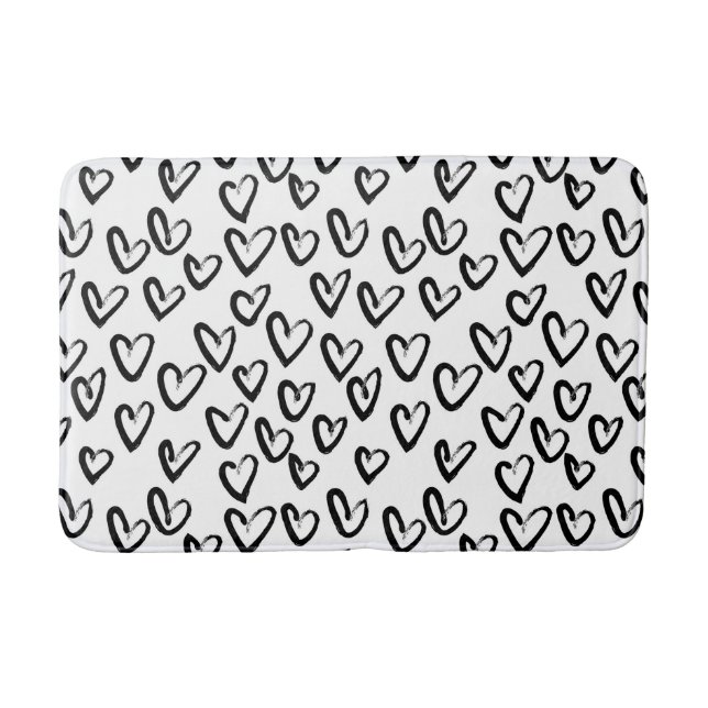 Paint Stroke Heart Pattern Bath Mat (Front)
