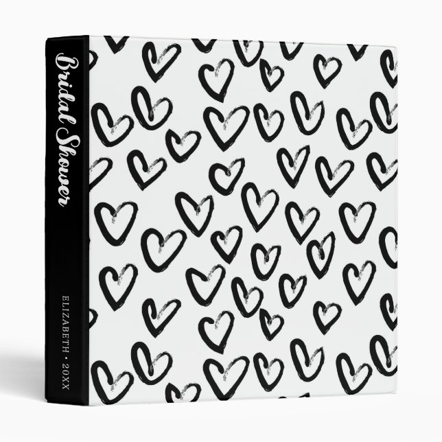 Paint Stroke Heart Pattern | Bridal Shower Binder (Front/Spine)