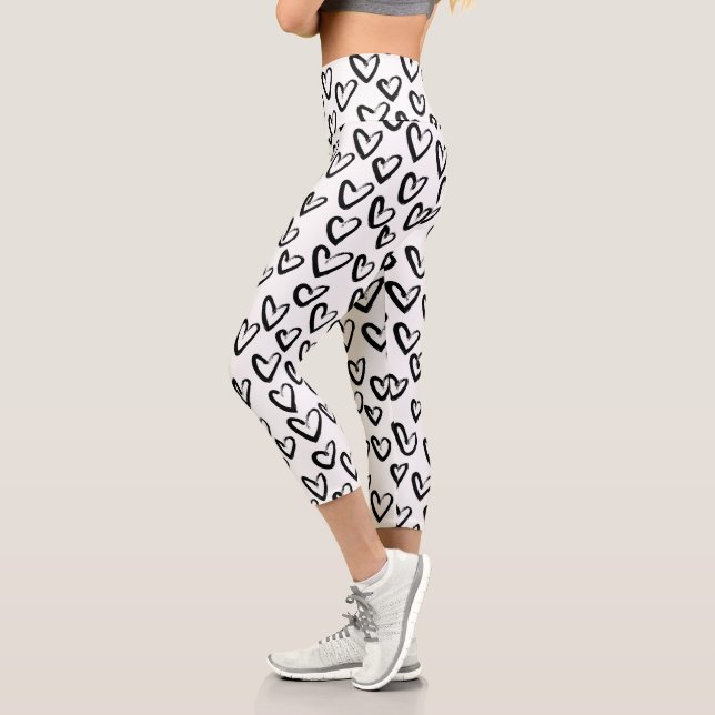Paint Stroke Heart Pattern Capri Leggings (Left)