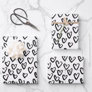 Paint Stroke Heart Pattern Wrapping Paper Sheet