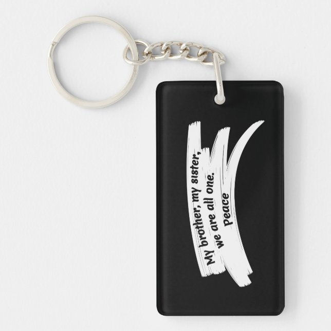 Paint Stroke Wipe Peace Message  Keychain (Front)