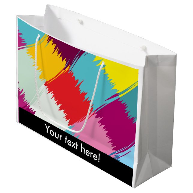 Paint strokes abstract design large gift bag (Front Angled)