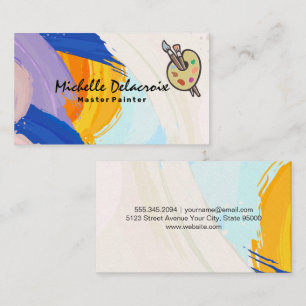 Paint Strokes Art Brushes and Palette Business Card
