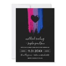 Paint Strokes Bisexual Flag & Black Heart Wedding