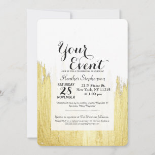 Paint Strokes in Faux Gold Invitation
