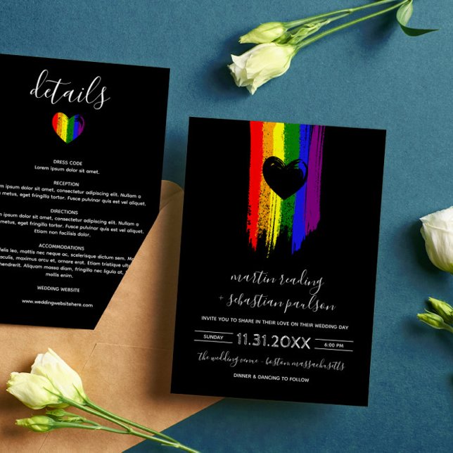 Paint Strokes Pride Flag & Black Heart 2 in 1 Invitation (Creator Uploaded)