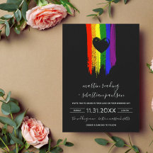 Paint Strokes Pride Flag & Black Heart Wedding